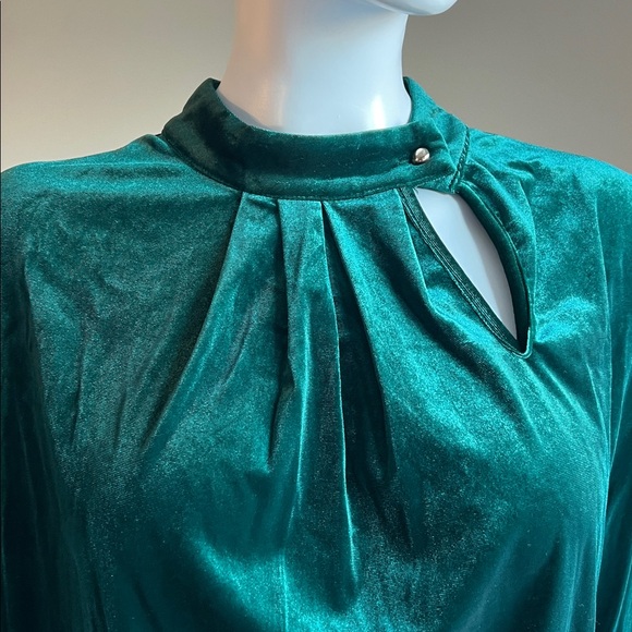 Mock Neck Lantern Sleeve Blouse. - Picture 3 of 10